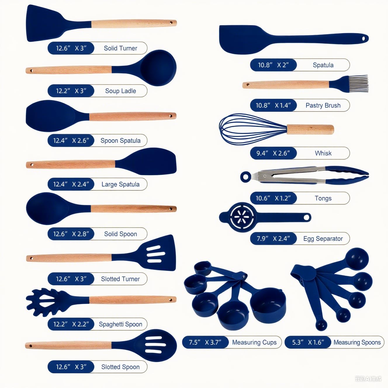 Gaixvny set de utensilios 34 piezas, herramientas versátiles para utensilios antiadherentes sin rayar.