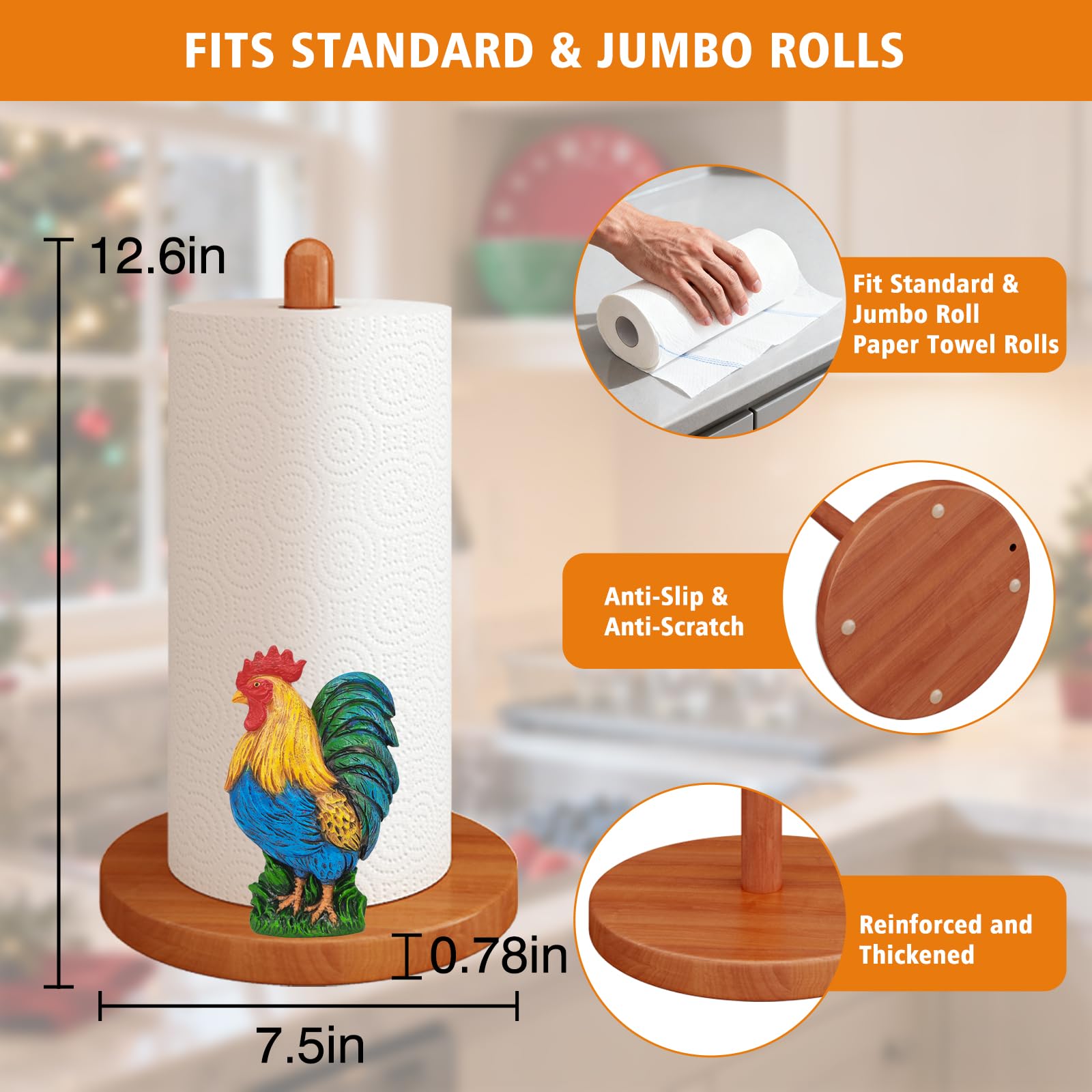 GAJ porta-papel toalla compatible con rollos estándar y jumbo.