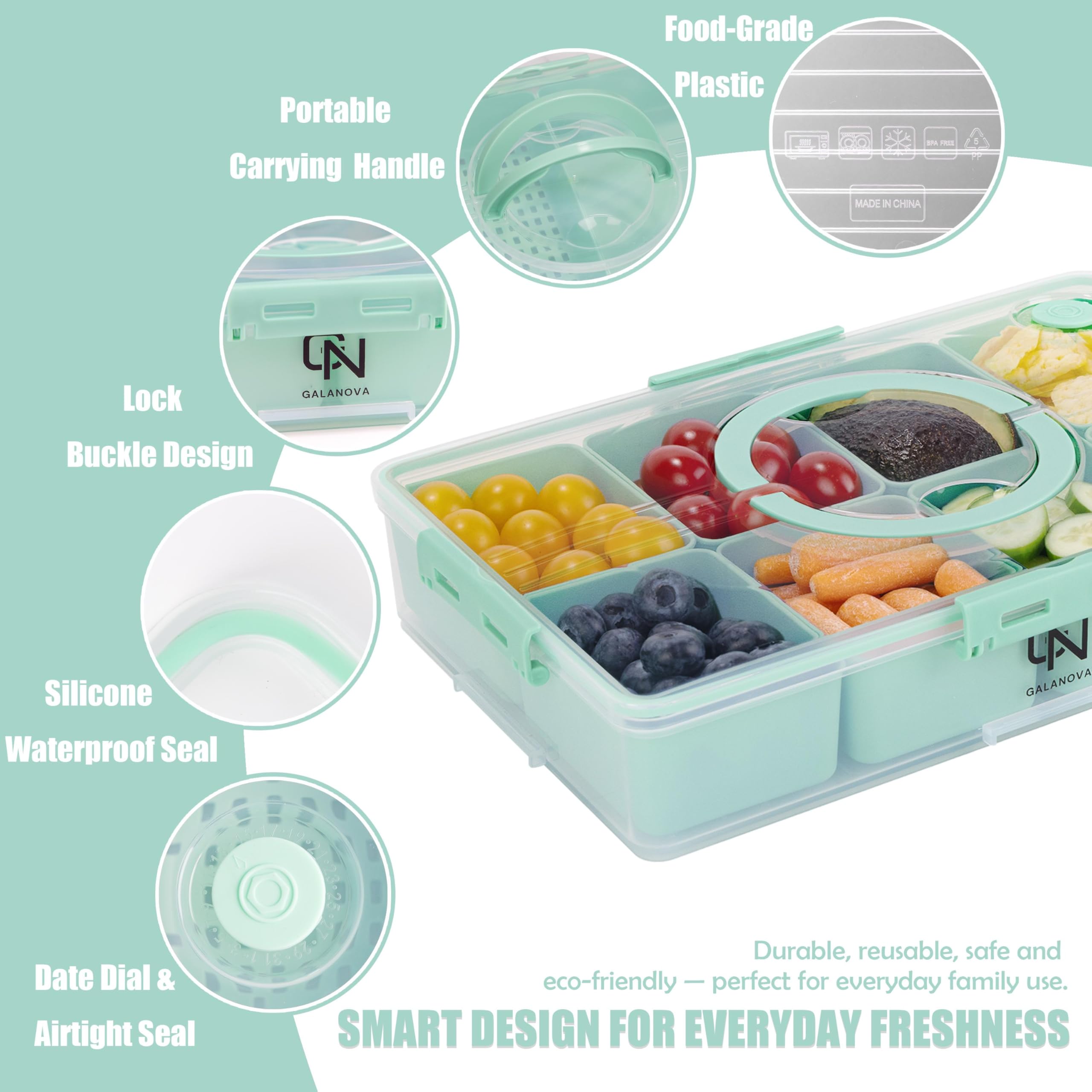 Galanova Snackle Box apta para microondas para recalentado rápido.