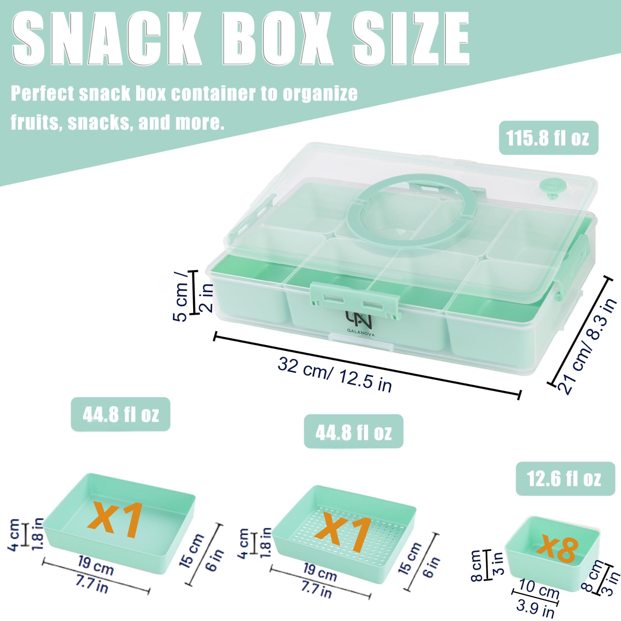 Galanova Snackle Box con asa portátil para llevar meriendas.