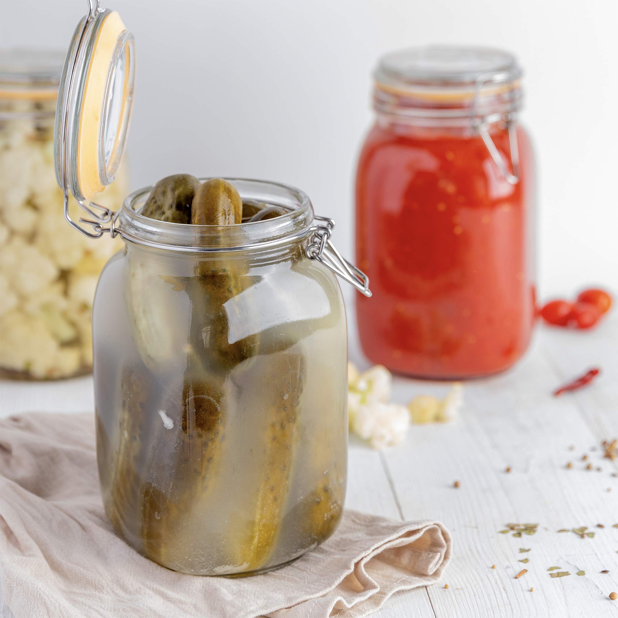 Galashield juego dúo, recipientes de vidrio para ingredientes secos