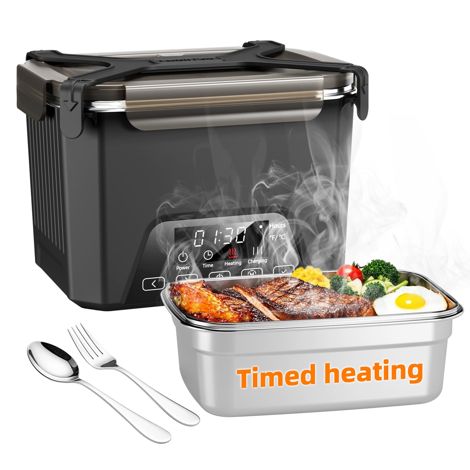 GALOKEO lonchera eléctrica con calentador automático para comidas listas sin enchufe.