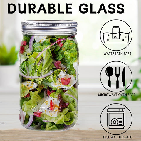 Frascos Mason de Galssmagic de 32 oz, vidrio grueso para uso frecuente en cocina.