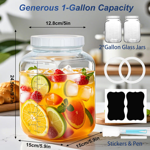 Jarra Galssmagic 128oz de galón con vidrio claro para ver contenidos.