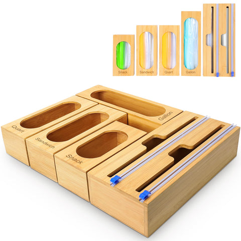 Gamtik organizador de bolsas para cajón de cocina, mantiene ordenadas las bolsas y ahorra espacio.