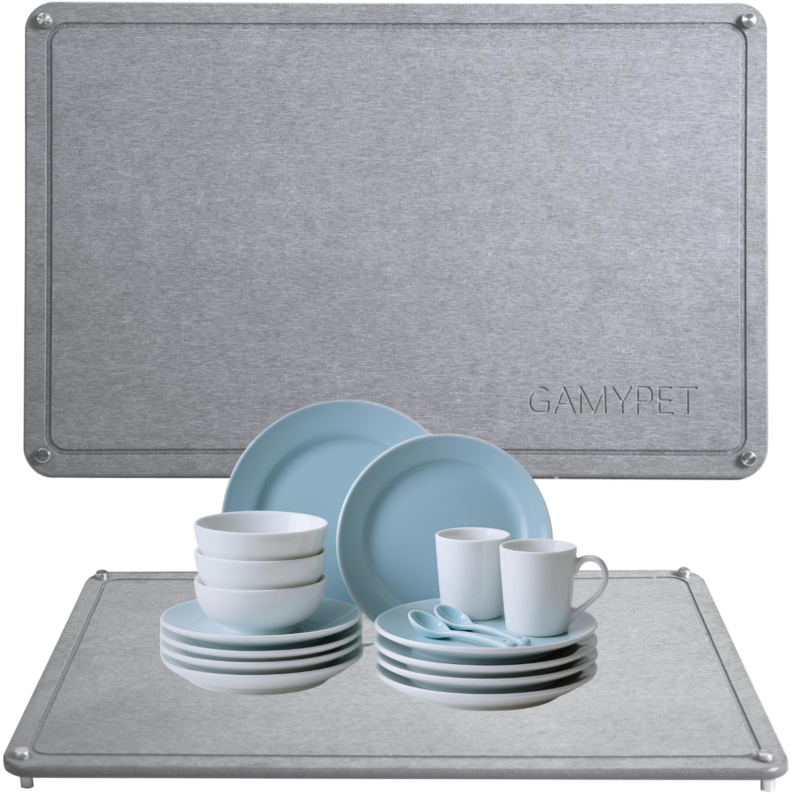GAMYPET Tapete de secado de platos 24x16 con pies de acero, secado rápido