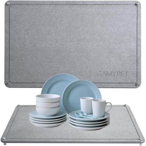 GAMYPET Tapete de secado de platos 24x16 con pies de acero, secado rápido