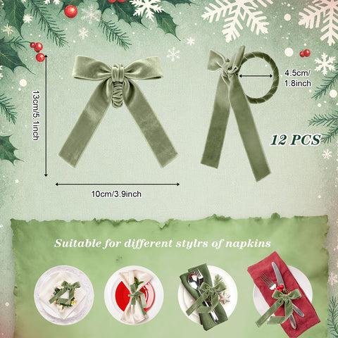 Gandeer accesorio de mesa navideño en terciopelo verde para cenas festivas.