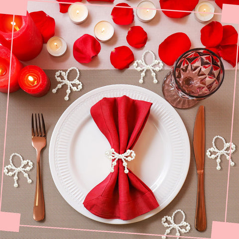 Gandeer anillo servilleta lazo perla para eventos, decora con estilo.
