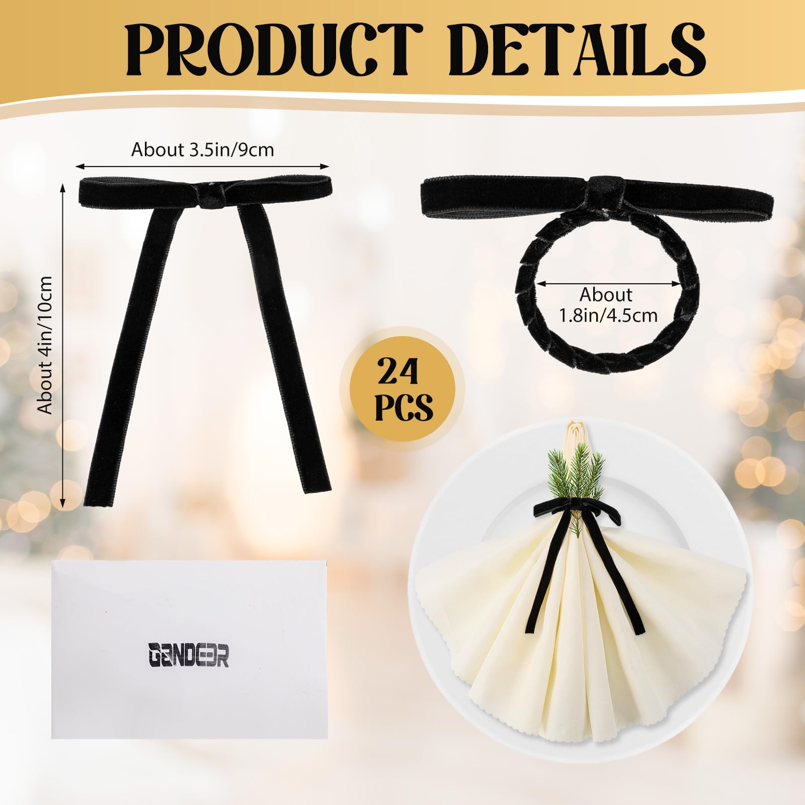 Gandeer anillo de servilleta navidad diámetro 4,5 cm ideal para servilletas estándar.