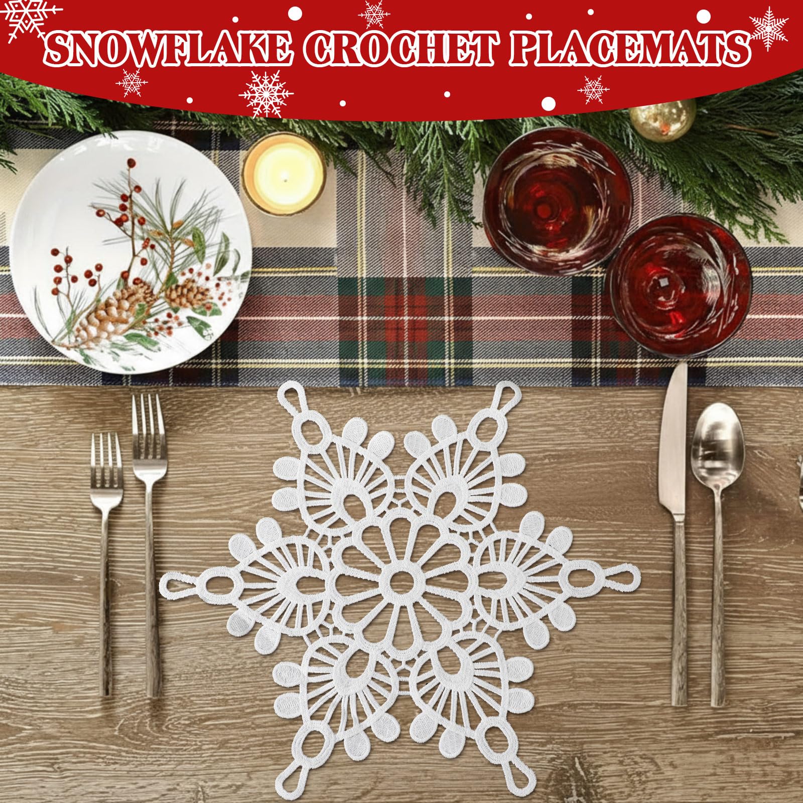 Diseño de copo de nieve de Gandeer añade elegancia a la mesa.