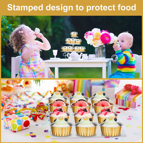 Gandeer embalaje para bodas de cupcakes de aluminio dorado.