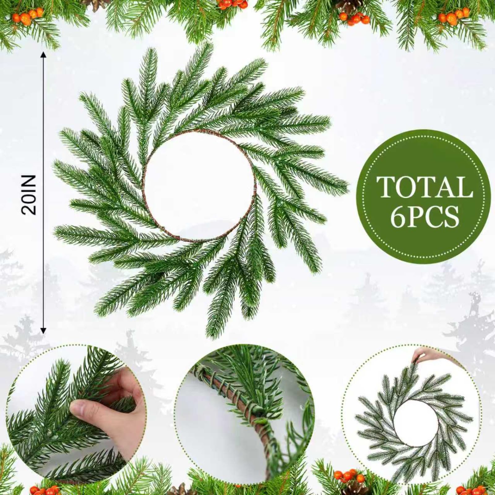 Gandeer guirnalda artificial navidad con ramas para decorar mantel y repisa