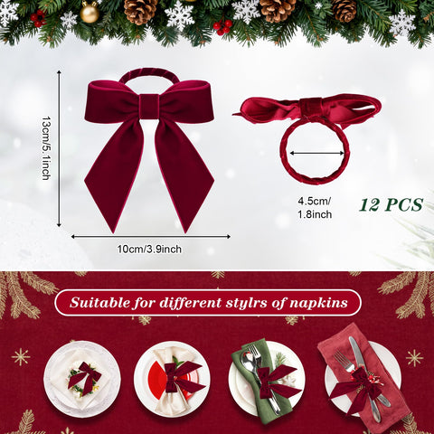 Gandeer: detalle de lazo de terciopelo burdeos en servilleta para mesa elegante.