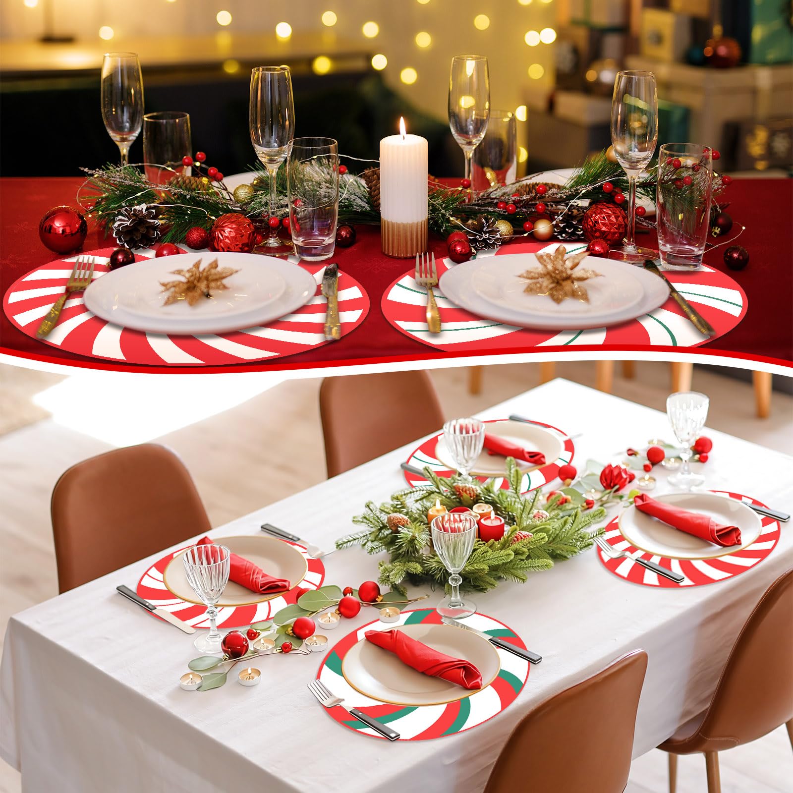 Manteles Gandeer para fiestas, ambientación de menta navideña en la mesa