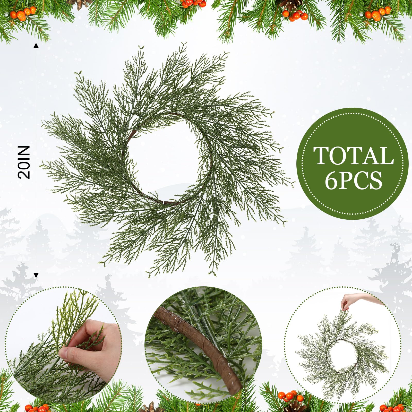 Gandeer manteles redondos verde navidad con ramas de pino para ambientar