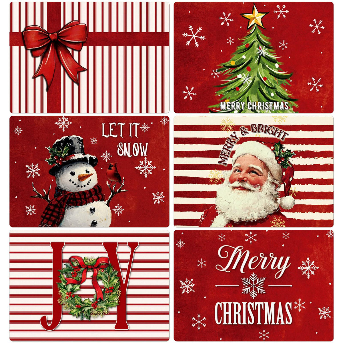 Manteles navideños vintage de Gandeer con Santa para mesa festiva y fácil limpieza.