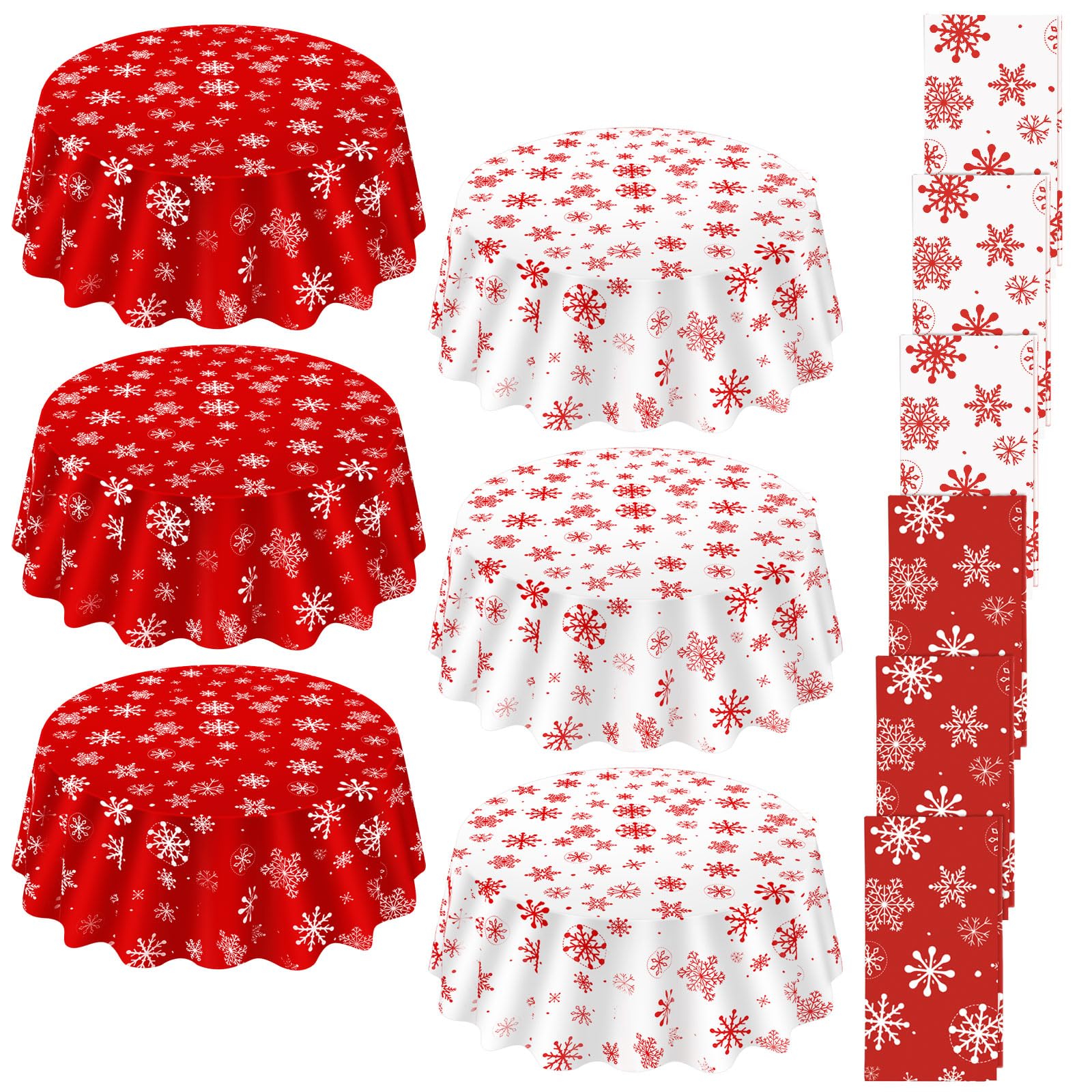 Mantel Ganeen con copos de nieve rojos, protege la mesa y crea ambiente festivo.