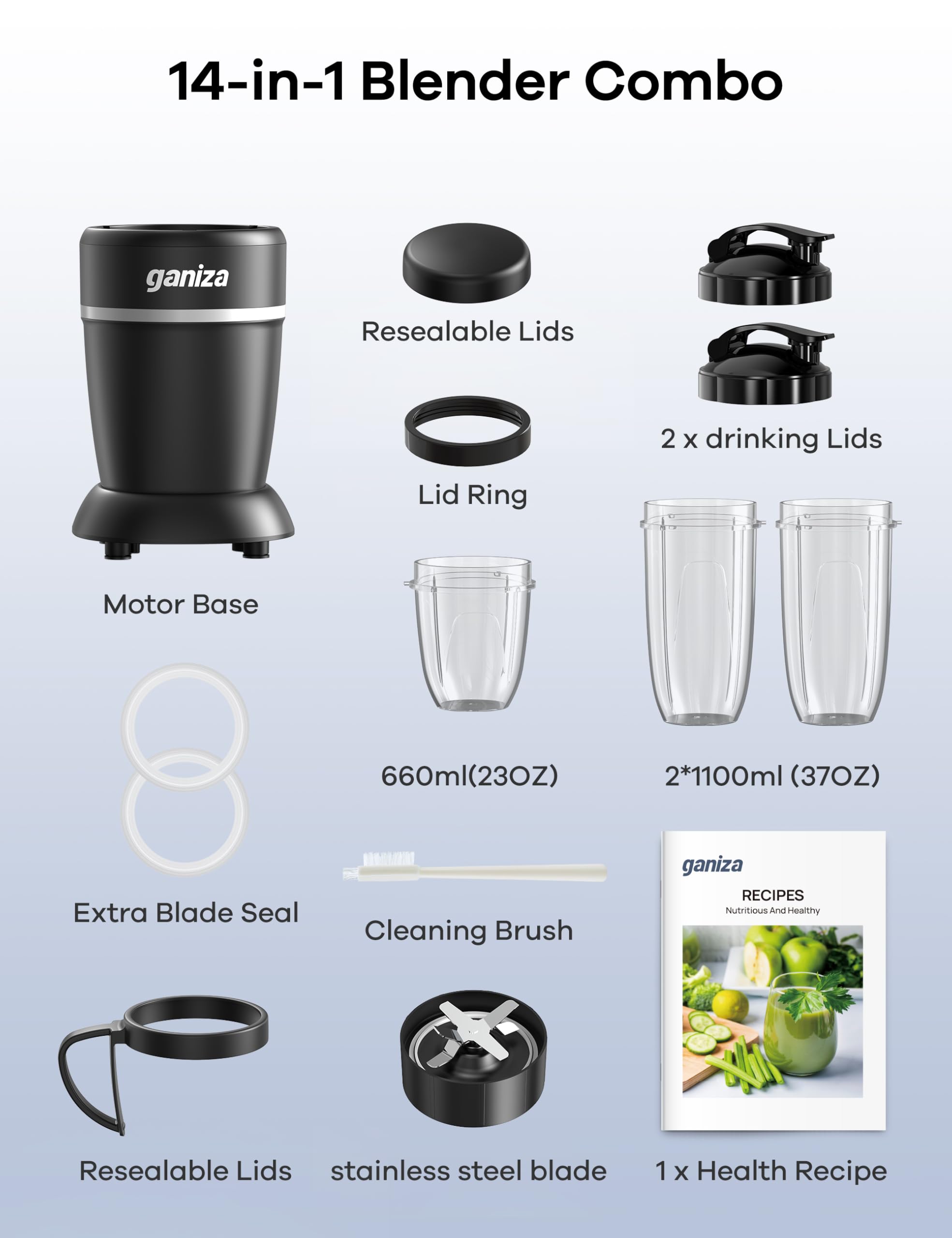 Ganiza conjunto 14 en 1 de accesorios para soluciones en casa