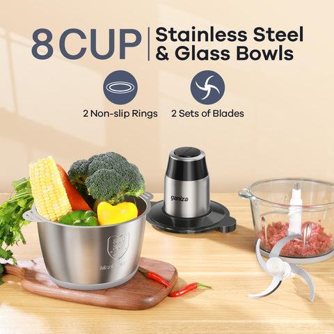 Ganiza con dos bowls de 8 tazas para carne y verduras