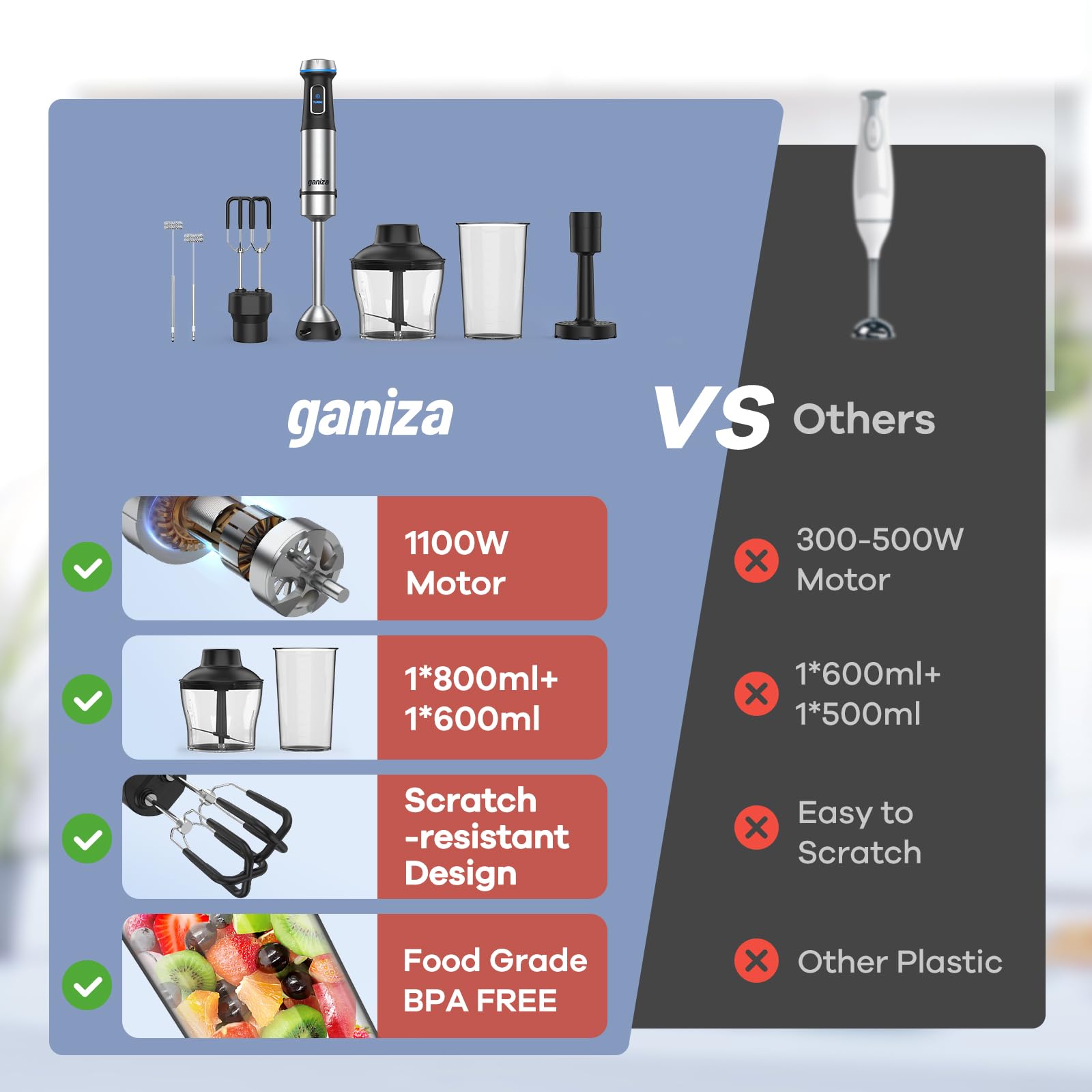 Ganiza jarra de 800 ml para medir y mezclar con facilidad