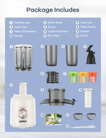 Ganiza jugo por lotes con capacidad de 1,3 litros.