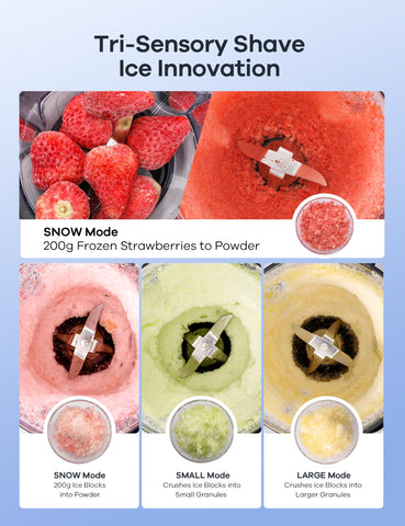 Ganiza licuadora para hielo con tres texturas y nieve suave.