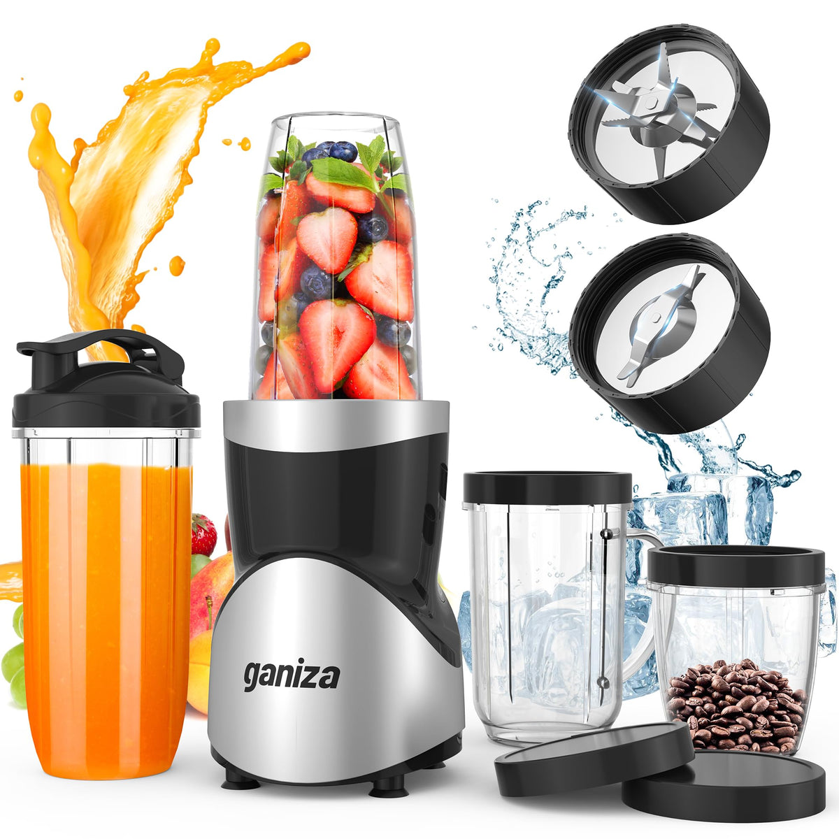 Licuadora Ganiza 900W en base potente para batidos rápidos