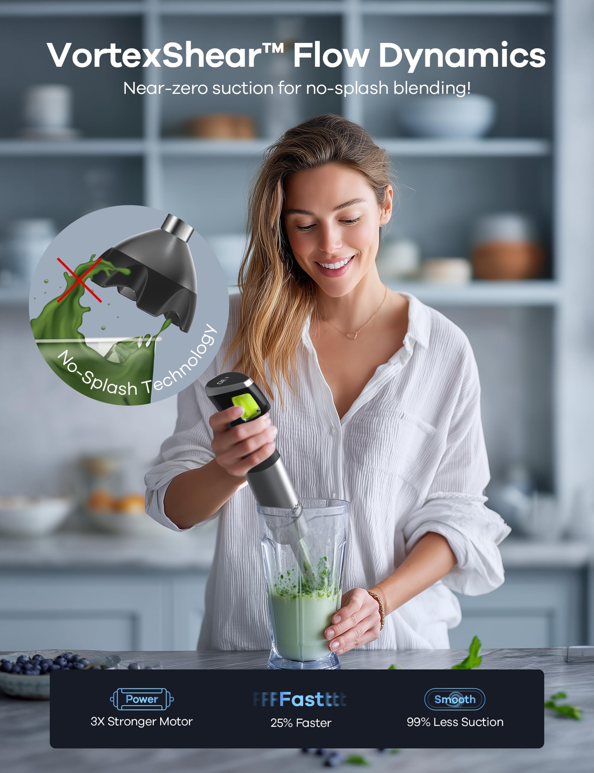 Ganiza sistema VortexShear evita salpicaduras y mantiene la cocina limpia