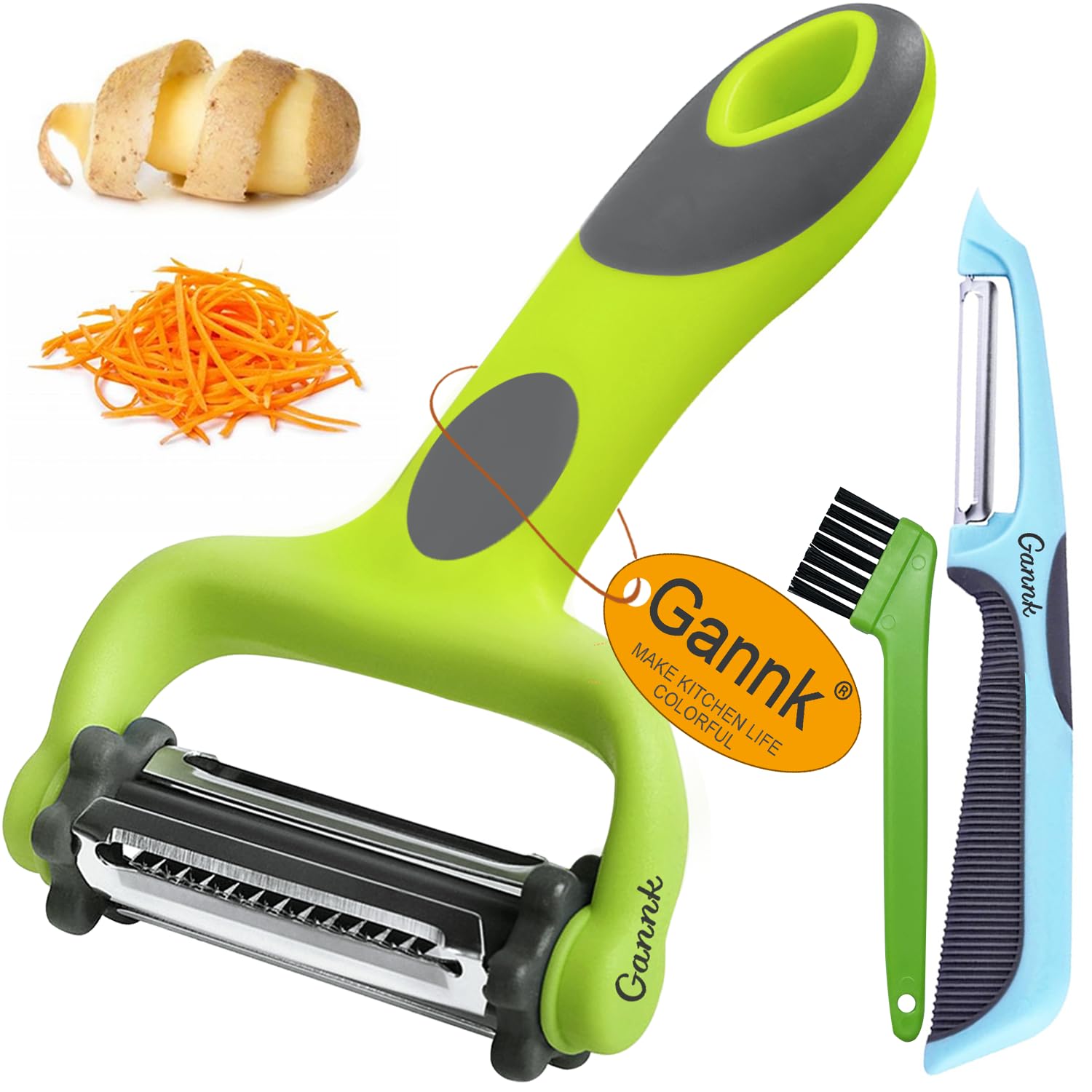 GANNK 3 en 1 pelador para verduras, uso fluido y limpio