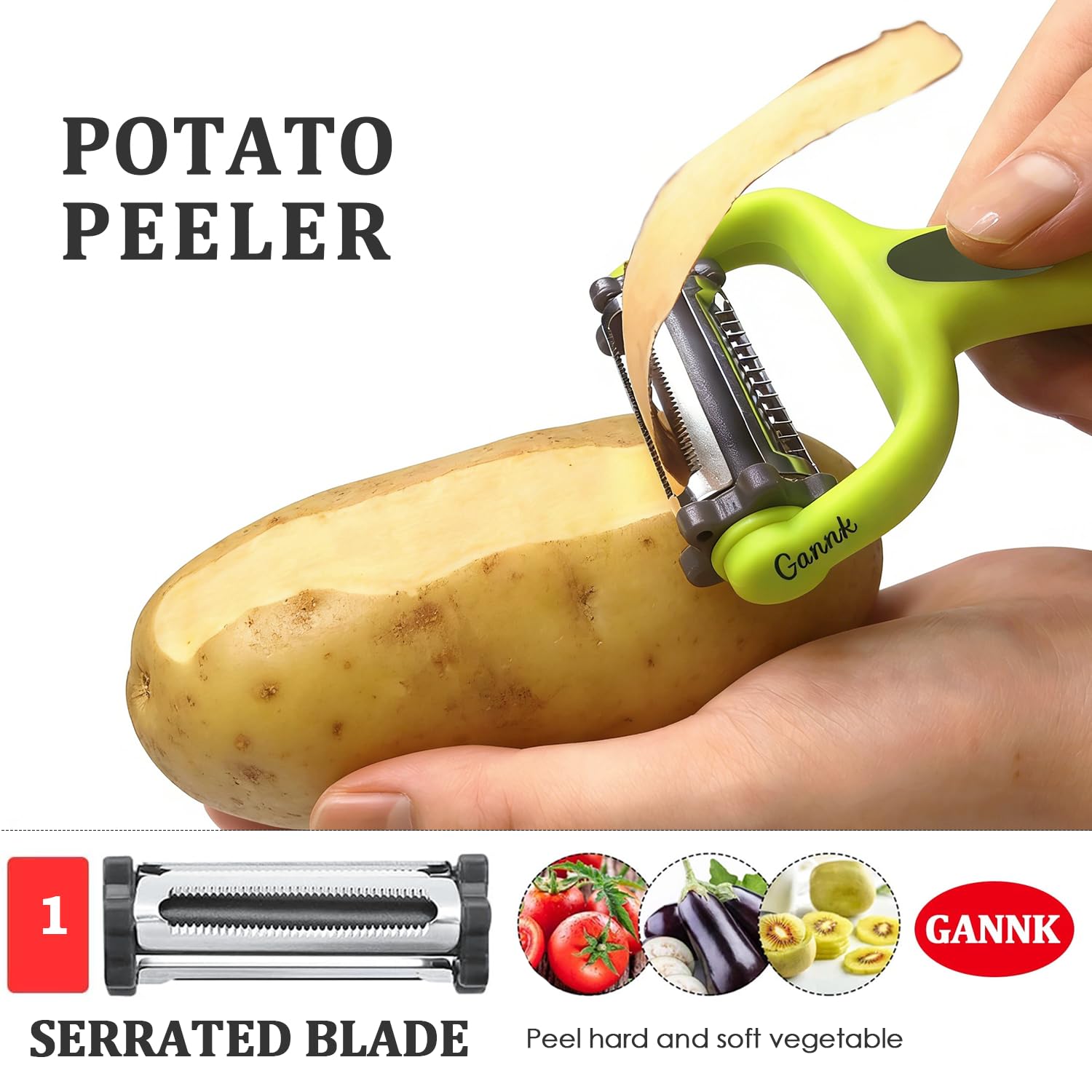 Pelador de patatas GANNK, elimina ojos con facilidad