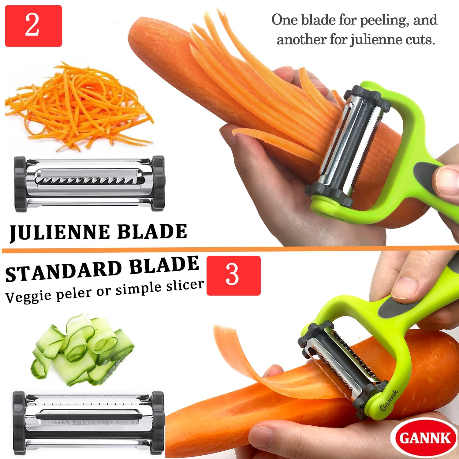 Pelador serrado GANNK para frutas suaves, piel intacta