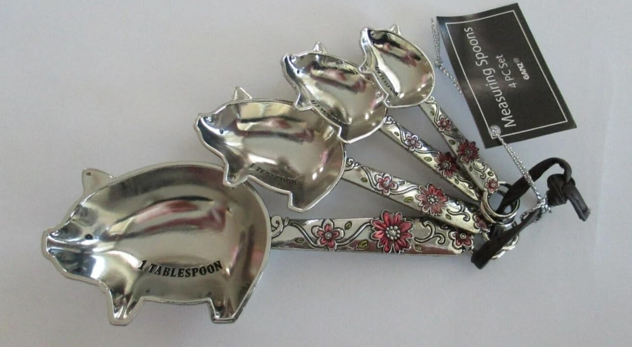 Ganz cucharas medidoras con motivo floral rosa en la empuñadura para cocinar con elegancia