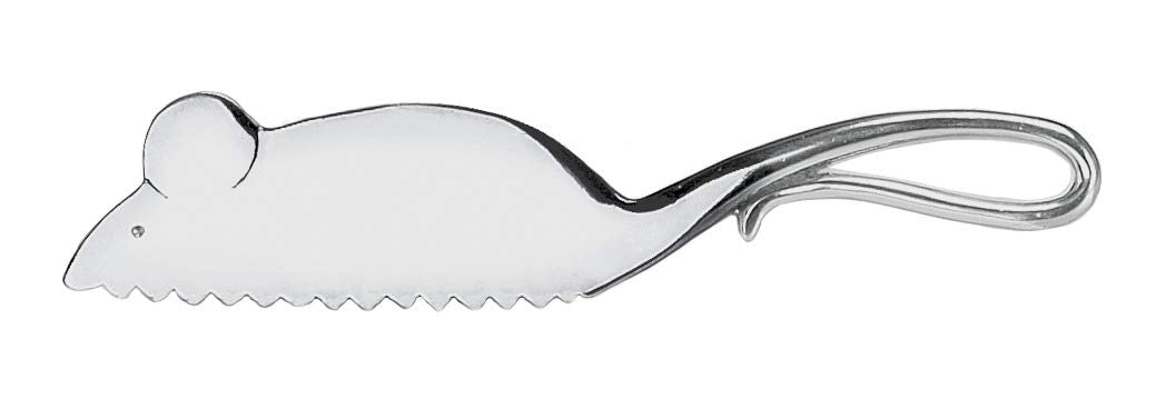 Cuchillo Ganz con forma de ratón y mango cola, ideal para servir queso con estilo