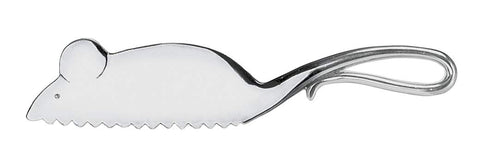 Cuchillo Ganz con forma de ratón y mango cola, ideal para servir queso con estilo