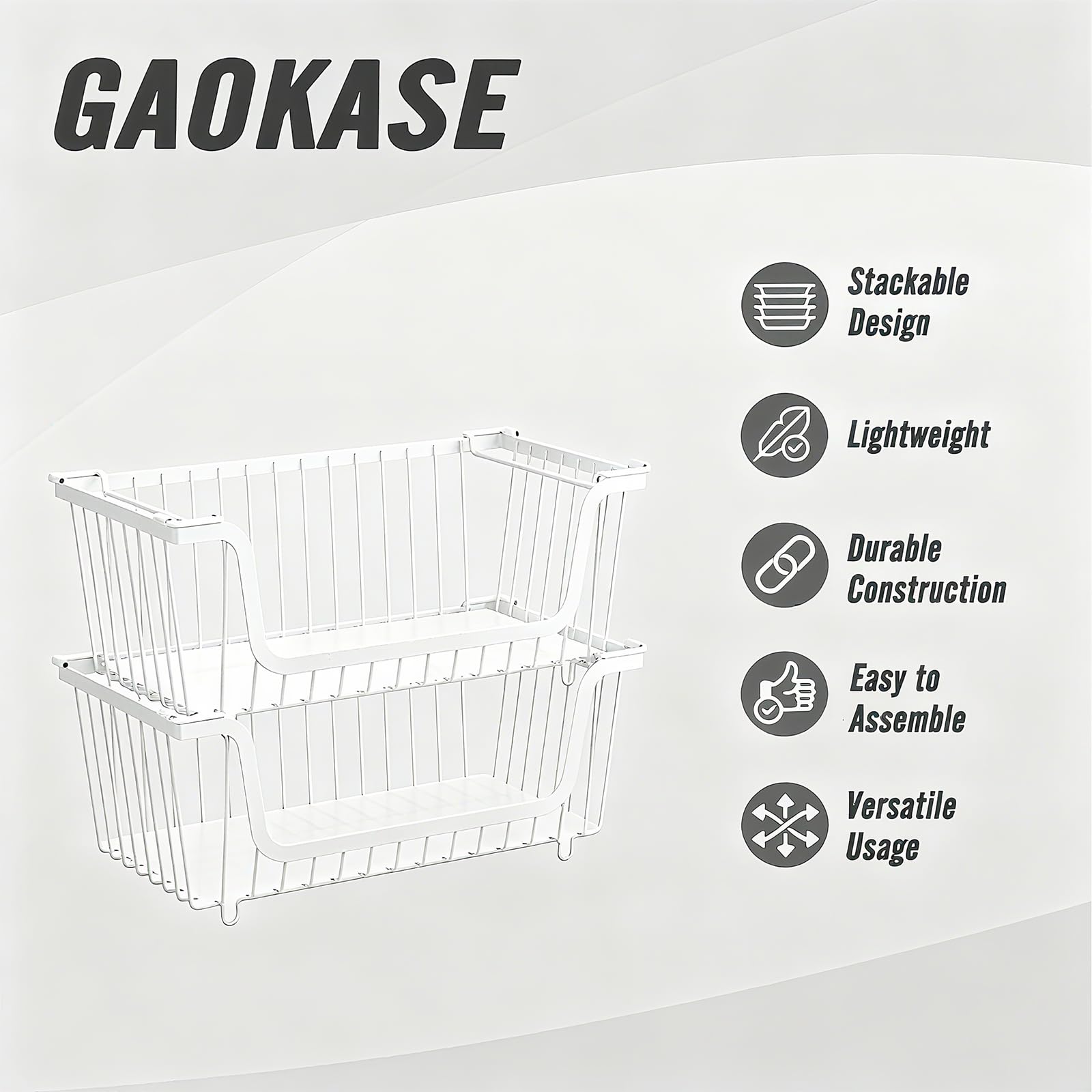 GAOKASE cestas con manijas giratorias, fácil movimiento entre mostrador y despensa