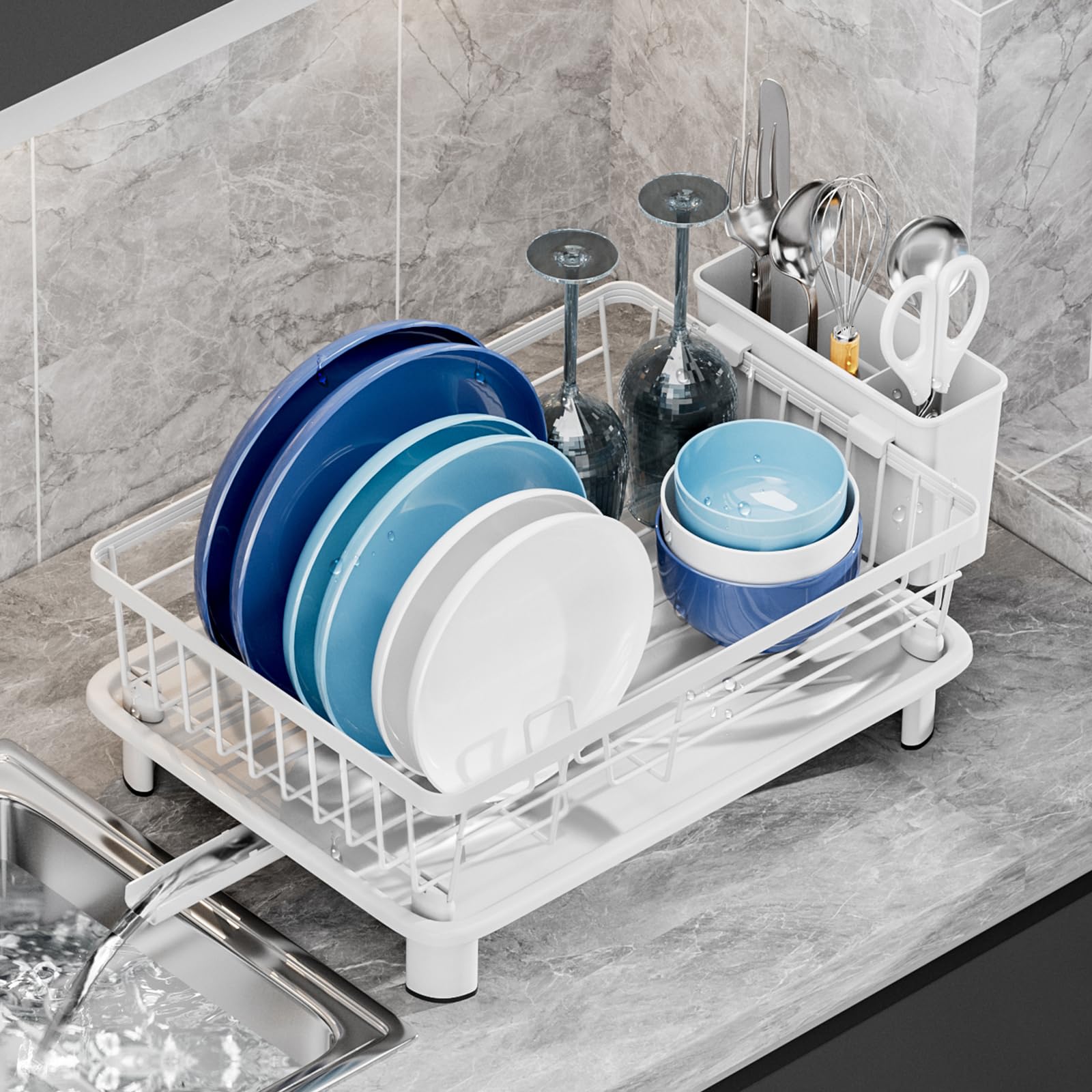 GAOKASE escurridor de platos compacto para encimera y ahorro de espacio