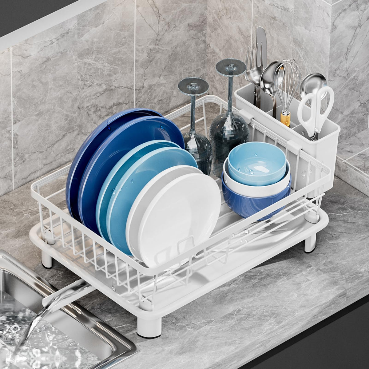 GAOKASE escurridor de platos compacto para encimera y ahorro de espacio