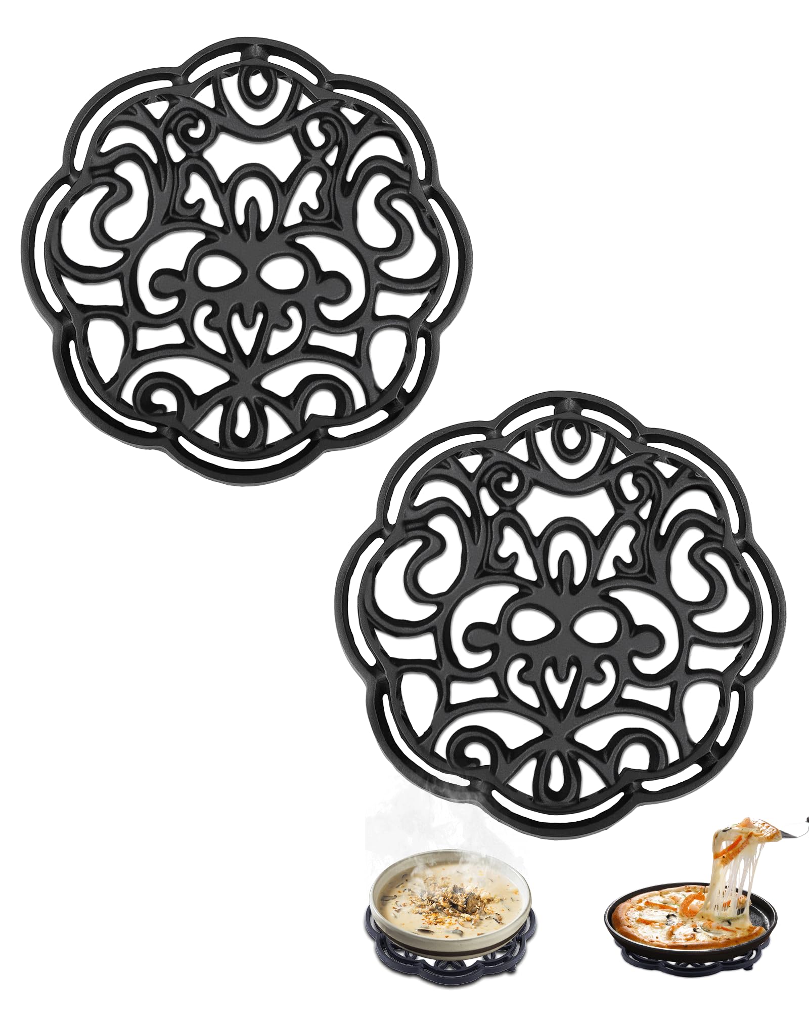 Gardmate posavasos de hierro fundido con flor negra protege superficies.