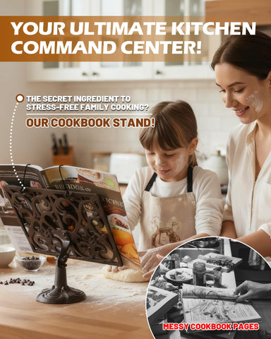 Gardmate, soporte-recetas-ajuste-ergonomico: lectura cómoda y manos libres al cocinar.