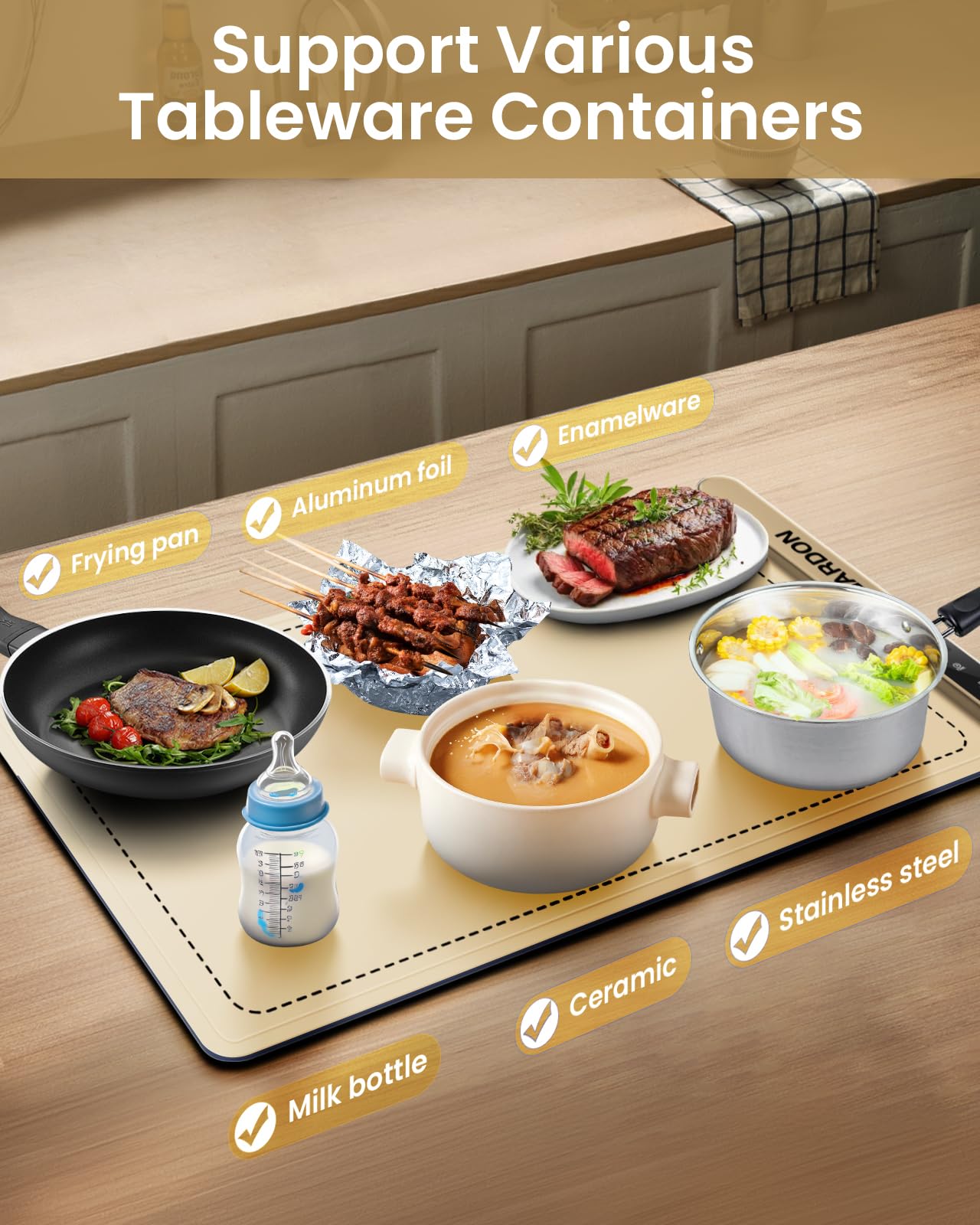 Gardon manta-caliente-ajuste-50-100, controla temperatura exacta para cada plato.