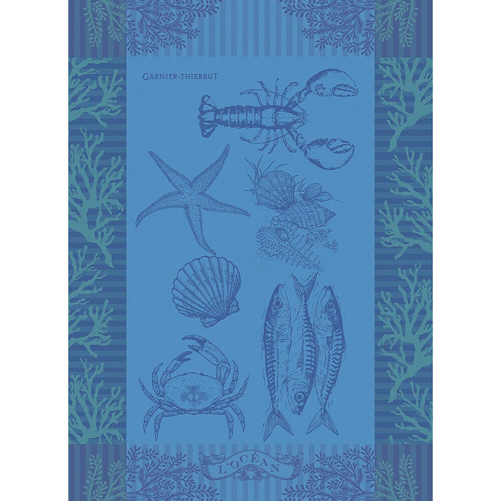 Garnier-Thiebaut L'Ocean Bleu: toalla de cocina con diseño oceánico para secar platos.