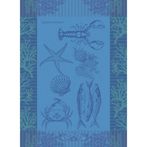 Garnier-Thiebaut L'Ocean Bleu: toalla de cocina con diseño oceánico para secar platos.
