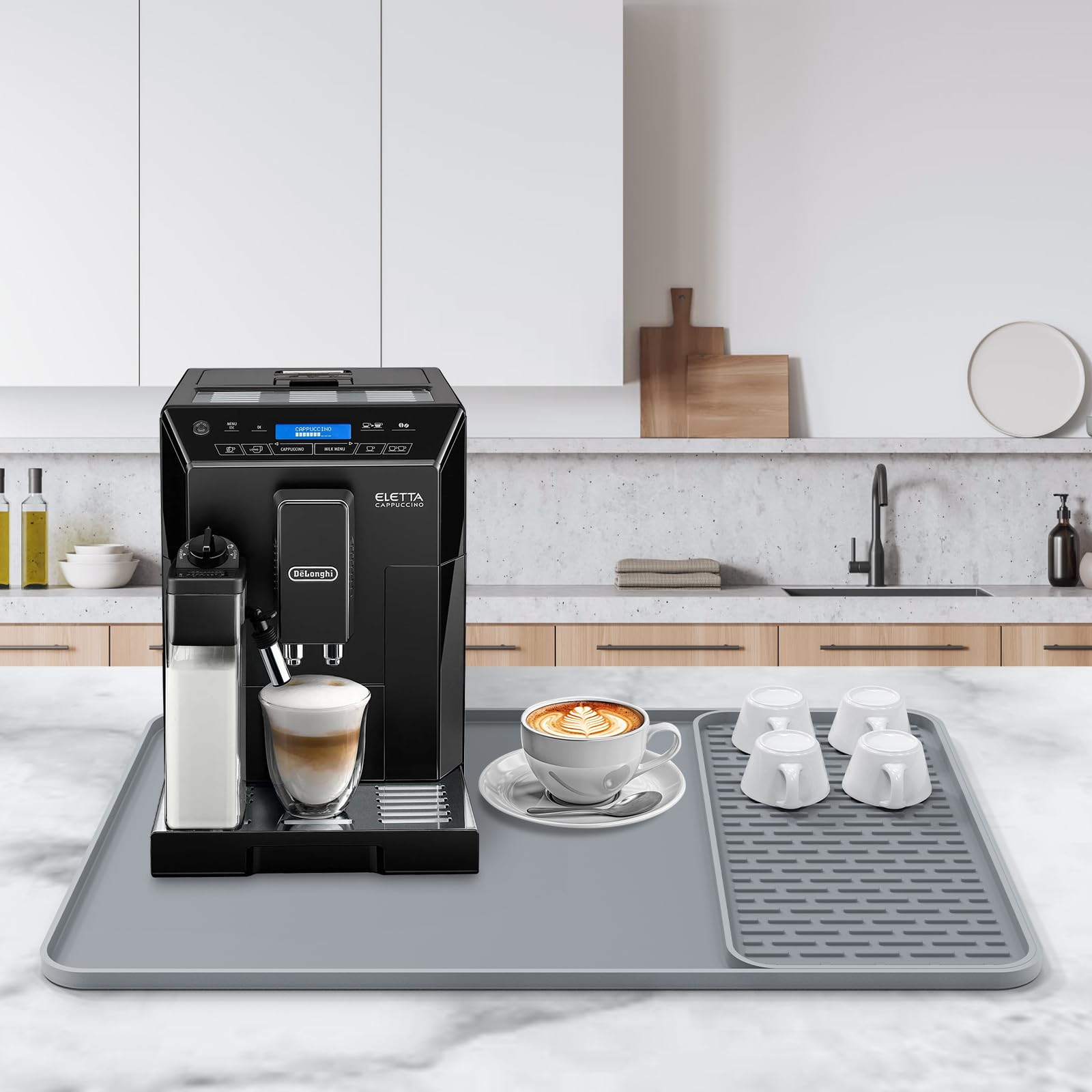 Garolue alfombrilla silicona cafetera con borde levantado para contener derrames