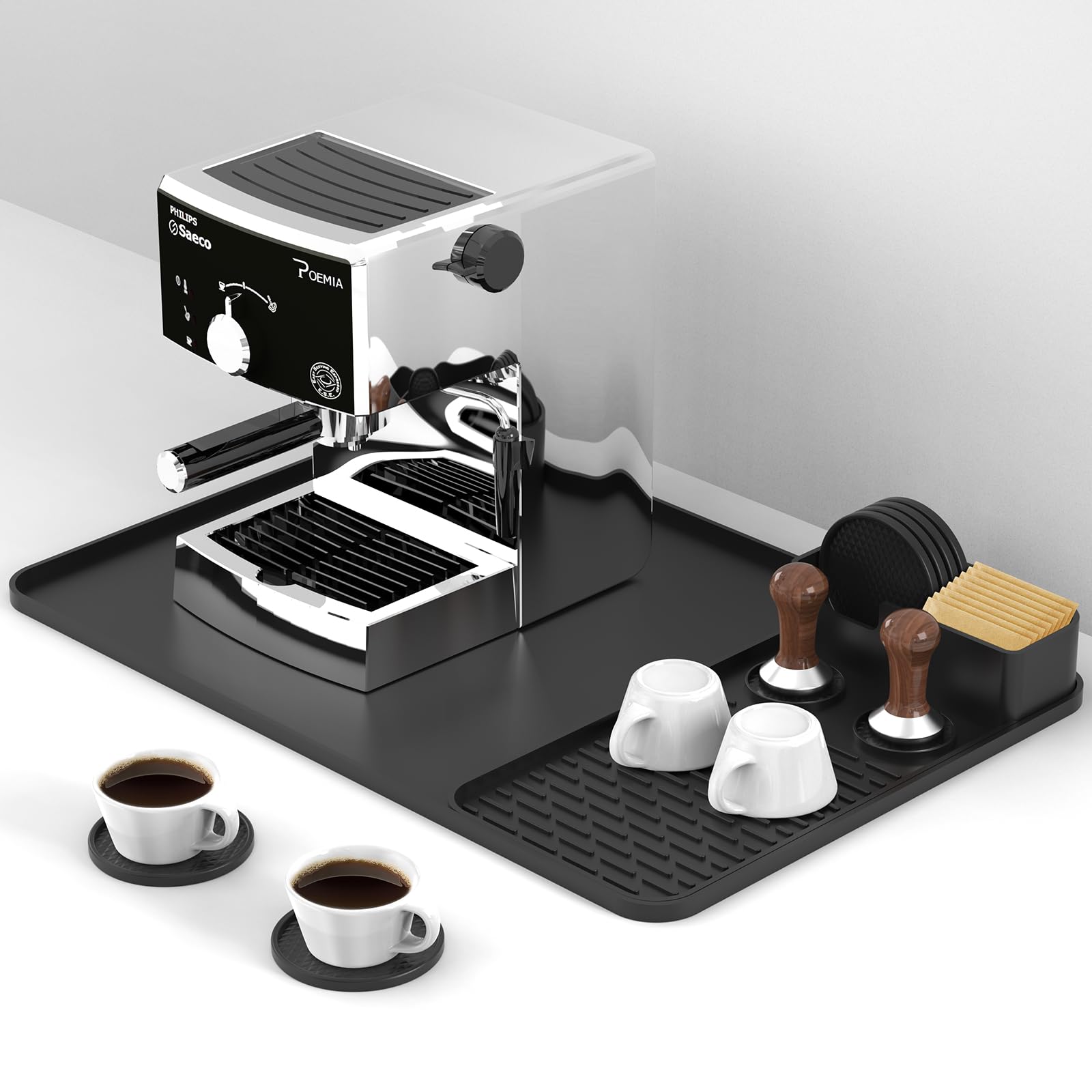 Almohadilla Garolue para café en silicona: superficie estable y resistente al calor.
