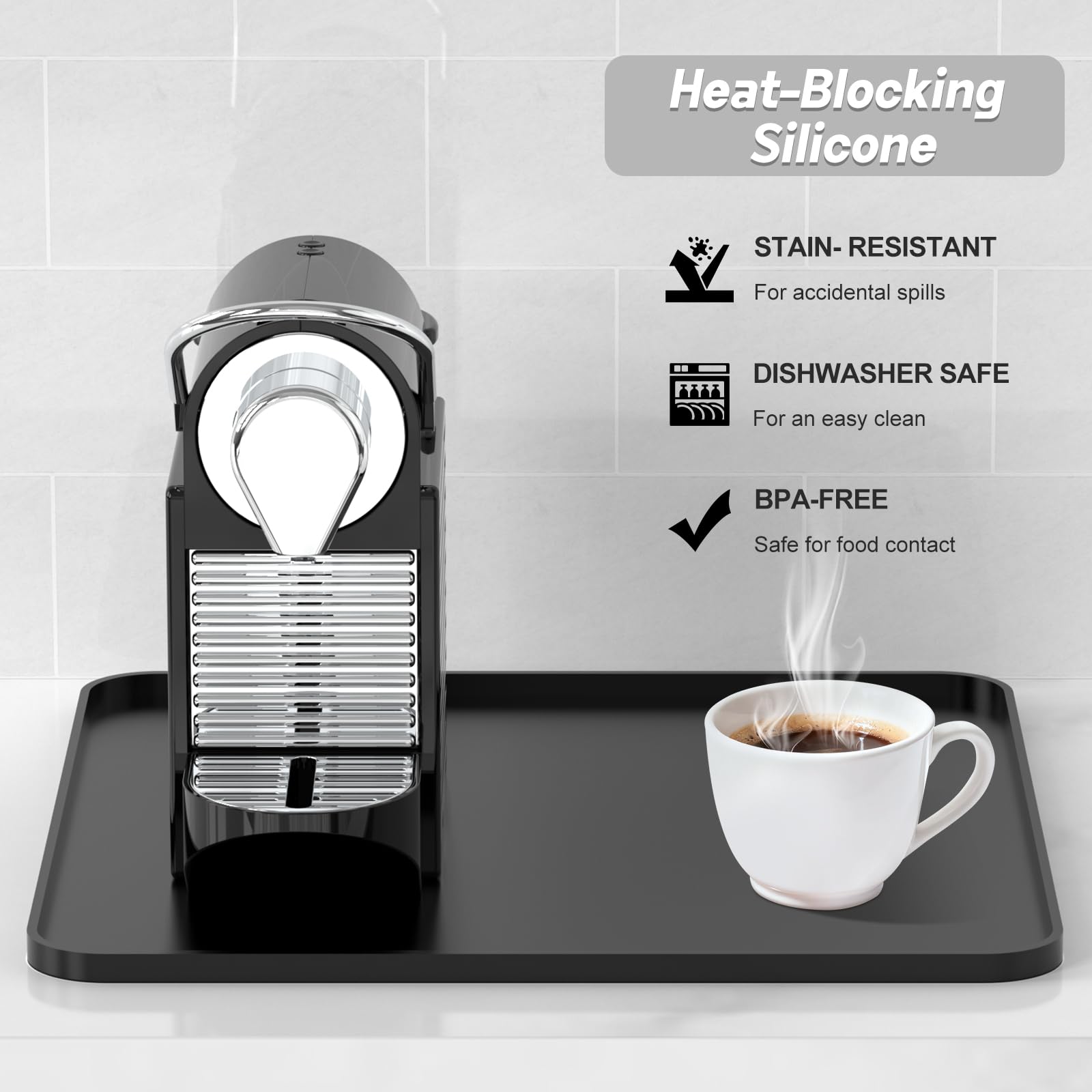 Garolue barrera térmica silicona café: resguarda encimeras del calor intenso.