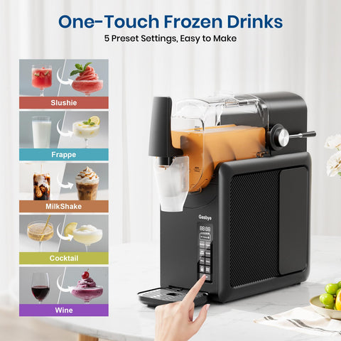 Gasbye slushie con pantalla led para monitorear el enfriamiento en casa.