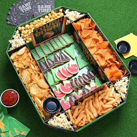Bandeja Gatherfun de gran tamaño para repartir snacks en reuniones.