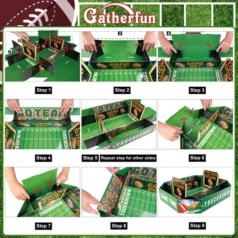 Conjunto Gatherfun para fiestas de fútbol con estilo y funcionalidad.