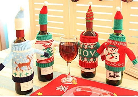 Gawertoy sombrero navideño de punto, toque festivo para la botella.